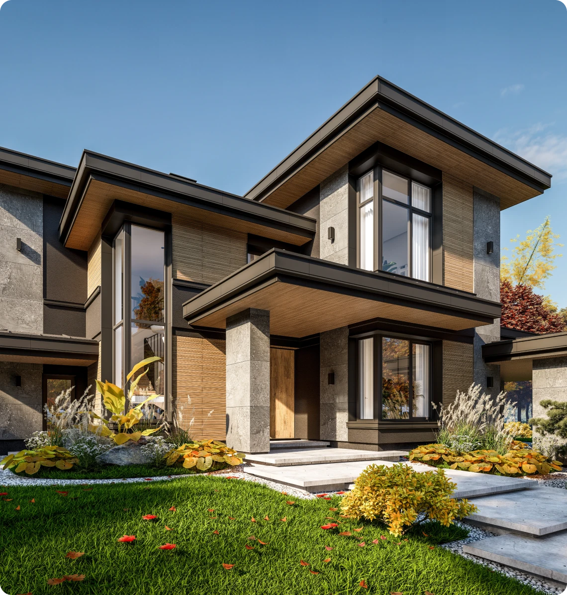 Modern house with large windows